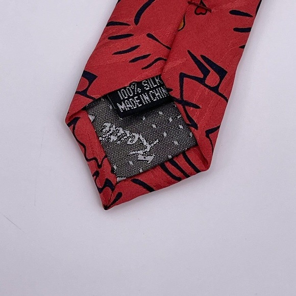 Red 100% Silk Tie Couple Kissing Hearts Kiss Valentines Romantic Keith Daniels - Picture 4 of 6